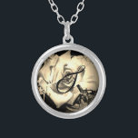 Elegant Rose Necklace<br><div class="desc">Design features the close-up image of a sepia rose in bloom. Monogram is elegantly displayed in a black script.. Designed to coordinate with the Elegant Roses Catholic Wedding Suite.</div>