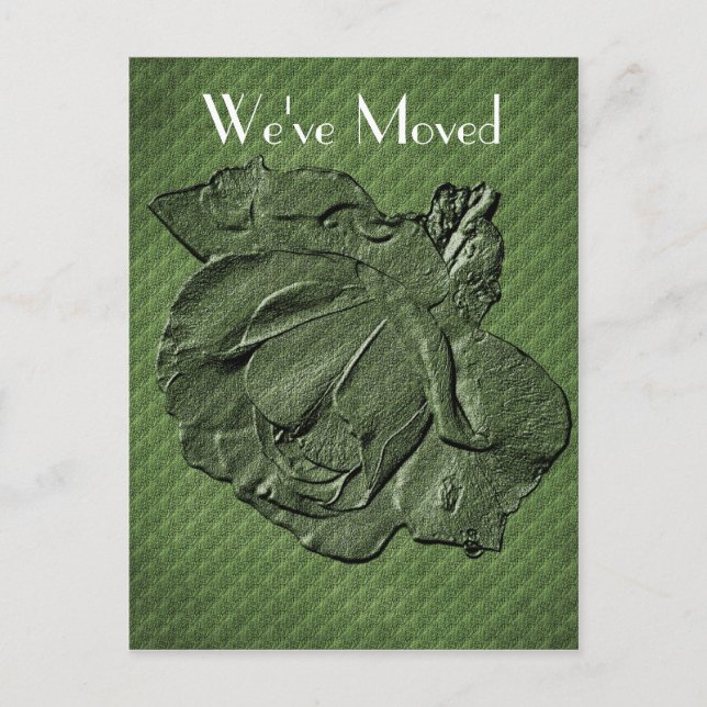 Elegant Rose New Address Floral Art Announcement Postcard (Front)