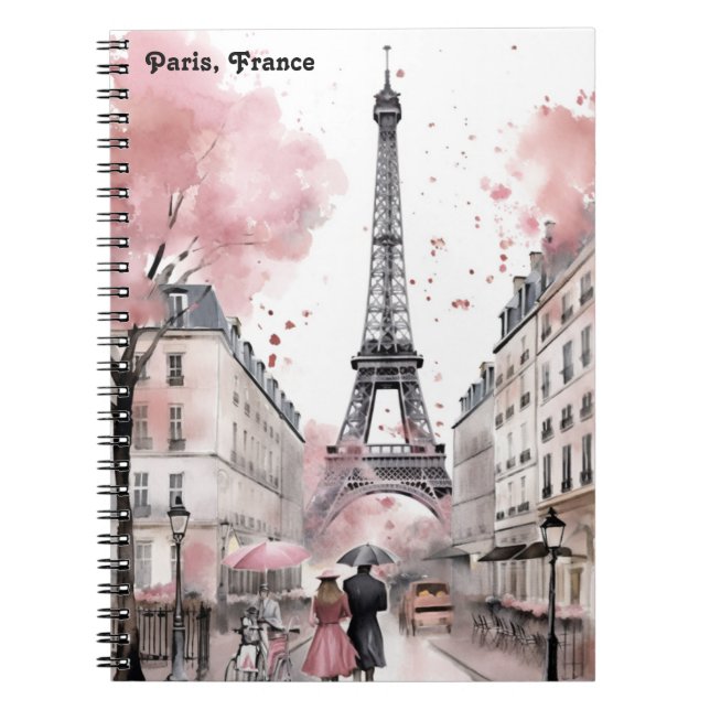 Elegant Rose Paris France Romantic Eiffel Tower Notebook (Front)