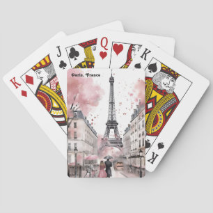 Elegant Rose Paris France Romantic Eiffel Tower Poker Cards