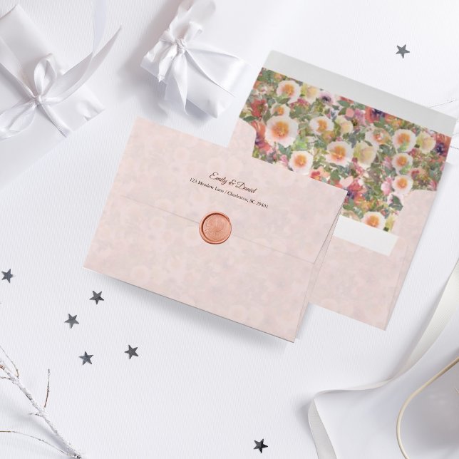 Elegant Rose Pattern Blush Pink Wedding Envelope (Creator Uploaded)