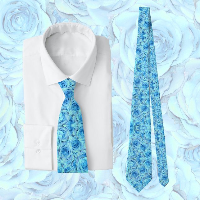 Elegant rose pattern in turquoise, floral neck tie (Creator Uploaded)