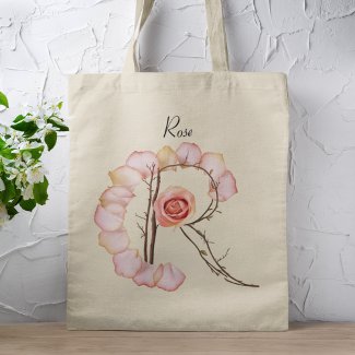 Elegant Rose Petal Letter R Monogram Custom Name