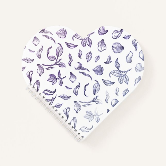 Elegant Rose Petal Line Art Pattern Notebook (Front)