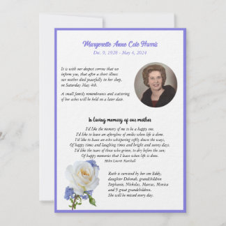 Elegant Rose Photo Frame Death  Announcement