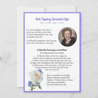 Elegant Rose Photo Frame Death Announcement