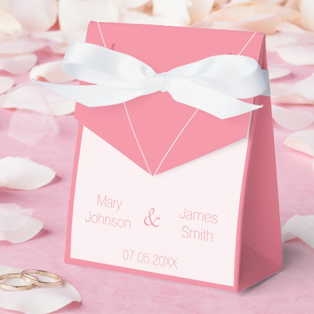 Elegant Rose Pink Bride & Groom Monogram Wedding Favor Boxes (Wedding)