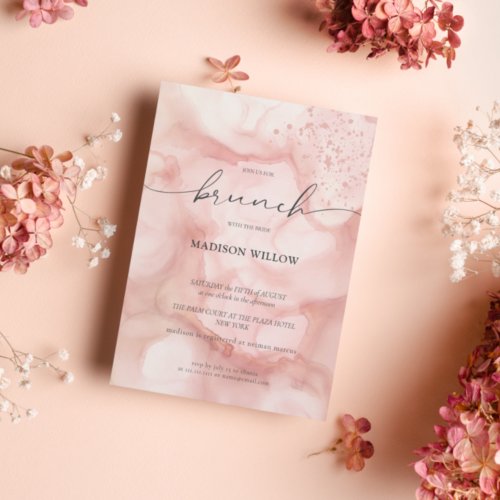 Elegant Ros Pink Brunch Bridal Shower Invitation