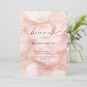 Elegant Rosé Pink Brunch Bridal Shower Invitation (Standing Front)