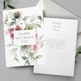 Elegant Rose Pink Floral Mother's Day Holiday Card