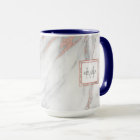 Elegant Rose Pink Gold Foil Marble Grey MONOGRAM Two-Tone Coffee Mug ...