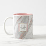 Elegant Rose Pink Gold Foil Marble Grey Monogram Two-tone Coffee Mug at Zazzle