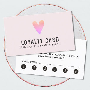 Elegant Rose Pink Heart Beauty Salon Loyalty Card