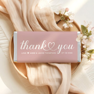 Elegant Rose Pink Heart Script Wedding Hershey Bar Favors