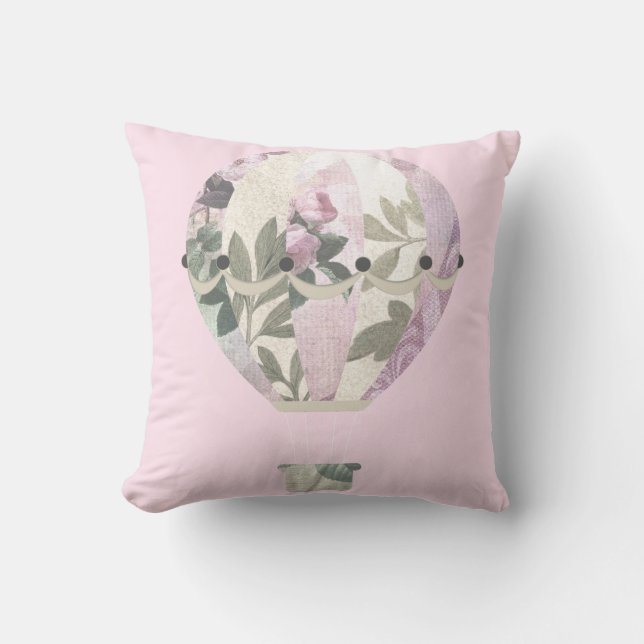 ELEGANT ROSE PINK HOT AIR BALLOON CUSHION (Front)