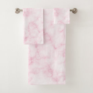 Elegant Rose Pink Marble Texture Summer Bath Towel Set
