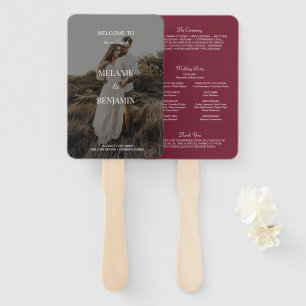 Elegant Rose Pink Romantic Wedding Program Hand Fan