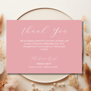 Elegant Rose Pink Traditional Funeral Sympathy Thank You Card