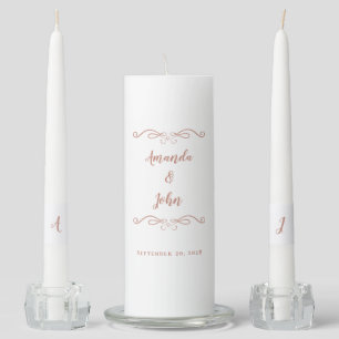 Elegant Rose Pink Wedding Ceremony Bride Groom Unity Candle Set