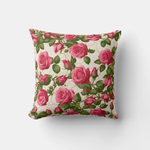 Elegant Rose Print Decorative Pillow Throw Pillow