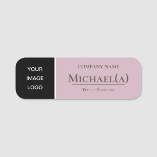 Elegant Rose Quartz Pink Black Modern LOGO Name Tag