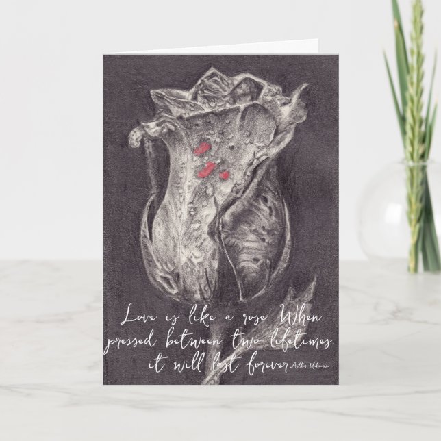 Elegant Rose Quote Valentine Holiday Card (Front)