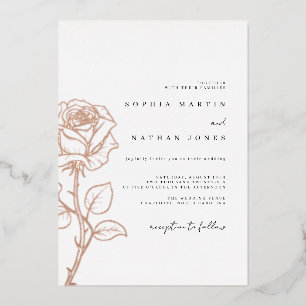 Elegant Rose Real Rose Gold Foil Wedding  Invitation