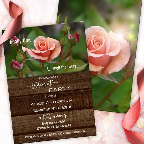 Elegant Rose Relax Garden Retirement Party Invitation