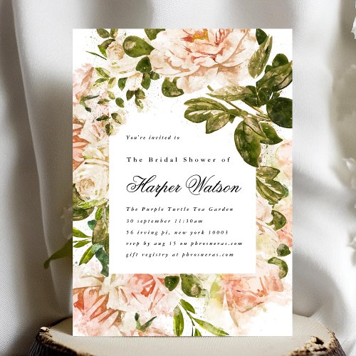 Elegant Rose Romance Bridal Shower Invitation