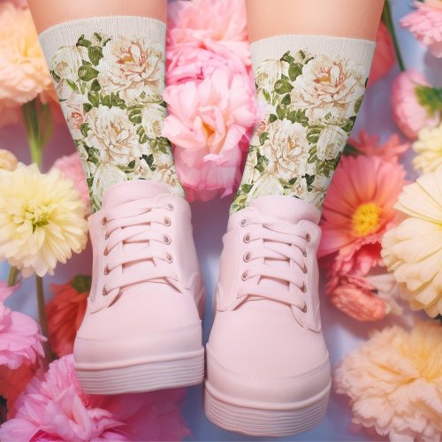 Elegant Rose Romance Floral Feminine MUM Socks