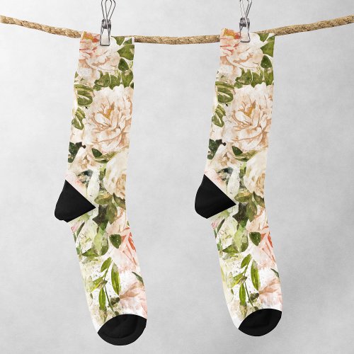 Elegant Rose Romance Floral Feminine MUM Socks