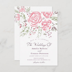 Elegant Rose Romance Watercolor  Invitation