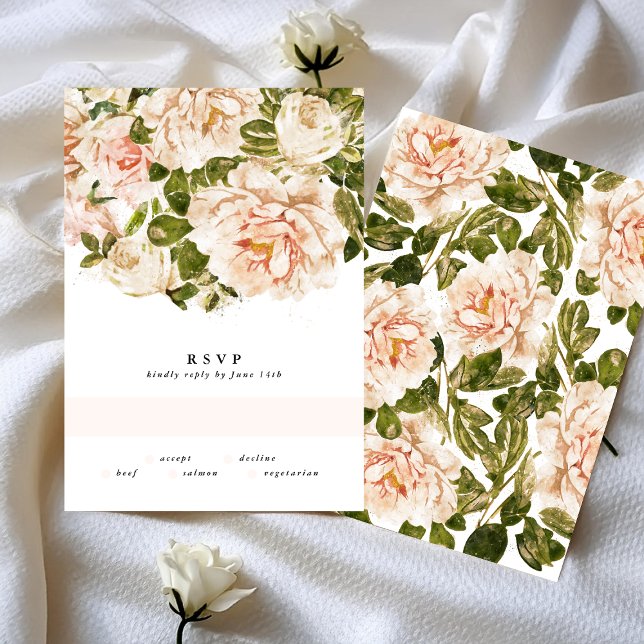 Elegant Rose Romance Watercolor Wedding RSVP Card (Creator Uploaded)