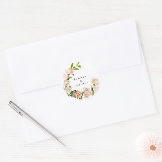 Elegant Rose Romance Wedding Classic Round Sticker