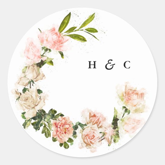 Elegant Rose Romance Wedding Classic Round Sticker | Zazzle.com