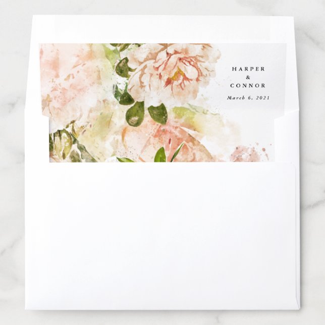 Elegant Rose Romance Wedding Envelope Liner (In Envelope)
