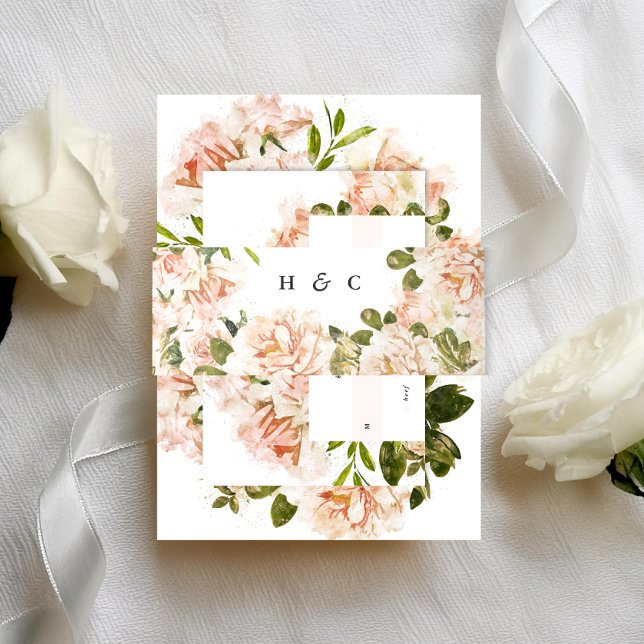 Elegant Rose Romance Wedding Invitation Belly Band (Creator Uploaded)