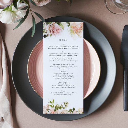 Elegant Rose Romance Wedding Menu