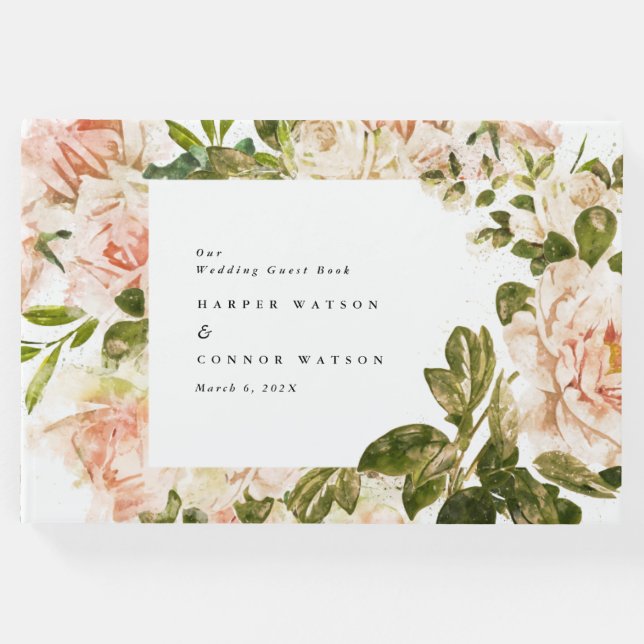 Elegant Rose Romance Wedding Photo Guest Book (Front)