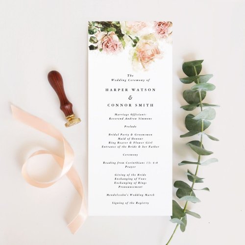 Elegant Rose Romance Wedding Program