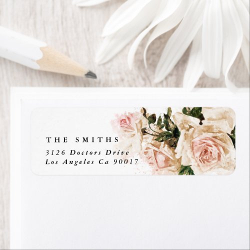 Elegant Rose Romance Wedding Return Address Label