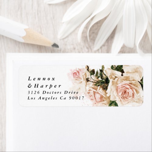 Elegant Rose Romance Wedding Return Address Label