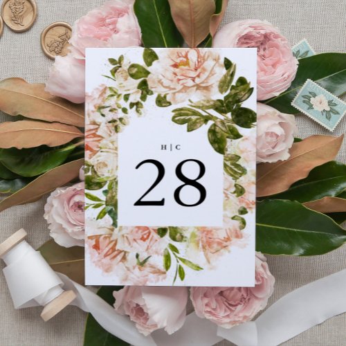 Elegant Rose Romance Wedding Table Numbers