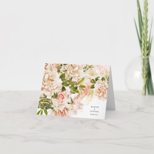 Elegant Rose Romance Wedding Thank You Card