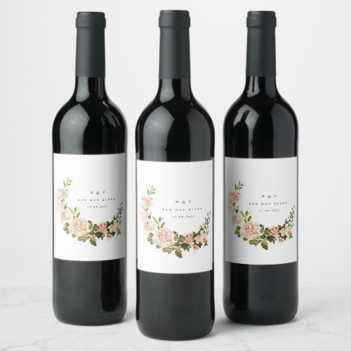 Elegant Rose Romance Wedding Wine Label