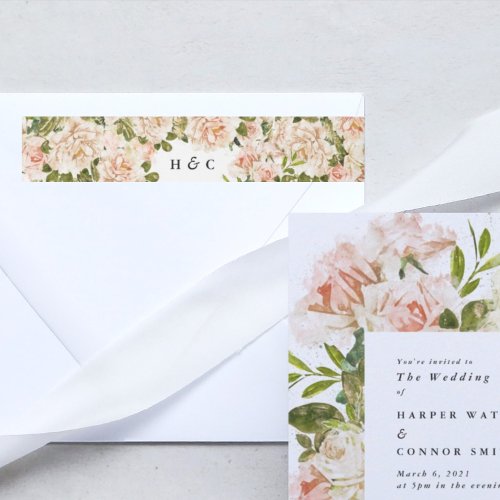 Elegant Rose Romance Wedding Wrap Around Label