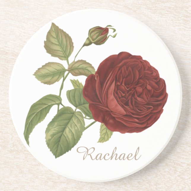 Elegant Rose Sandstone Coaster (Front)