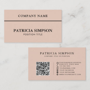 Elegant Rose Smoke Pink QR Code Modern Minimalist Business Card