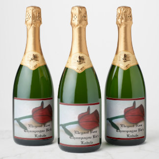 Elegant Rose Sparkling Wine Bottle Labels Sets