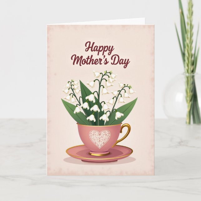 Elegant Rose Teacup Mother Card (Front)